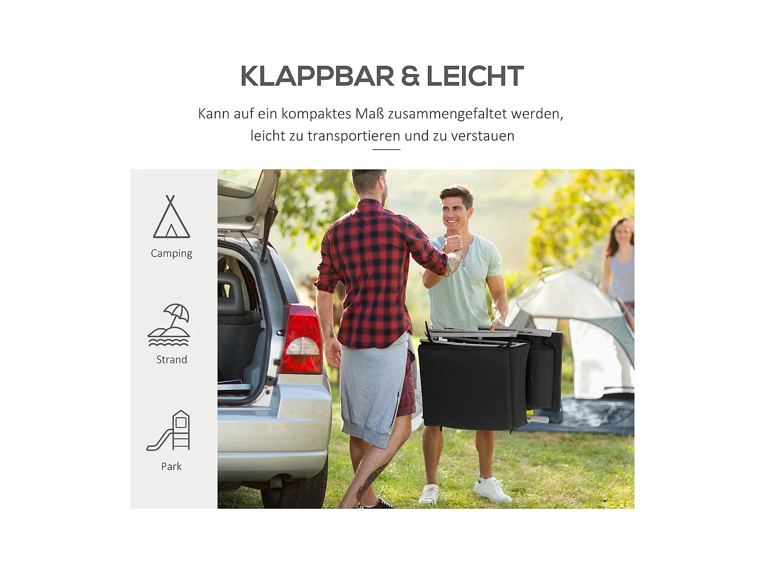 Sillón plegable de textilene negro, 7 posiciones, cojín, exterior, 137x63,5x100,5 cm