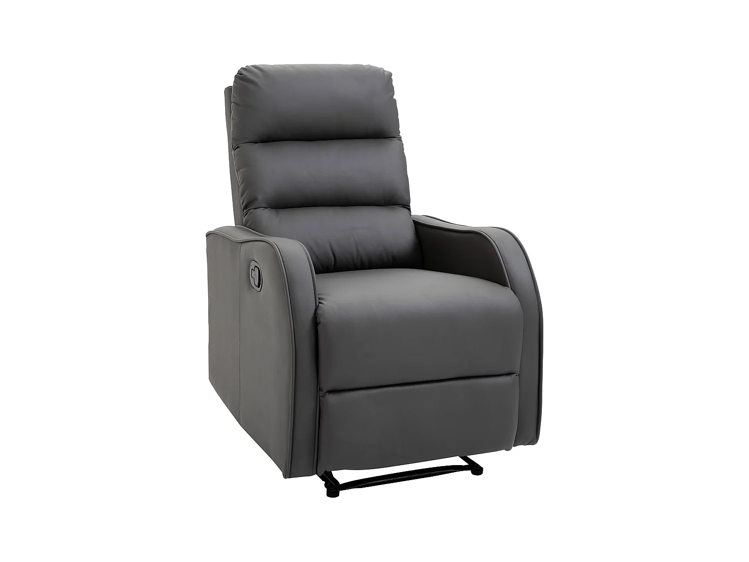 Sillón giratorio reclinable gris con respaldo reclinable y portavasos, microfibra, 125 kg