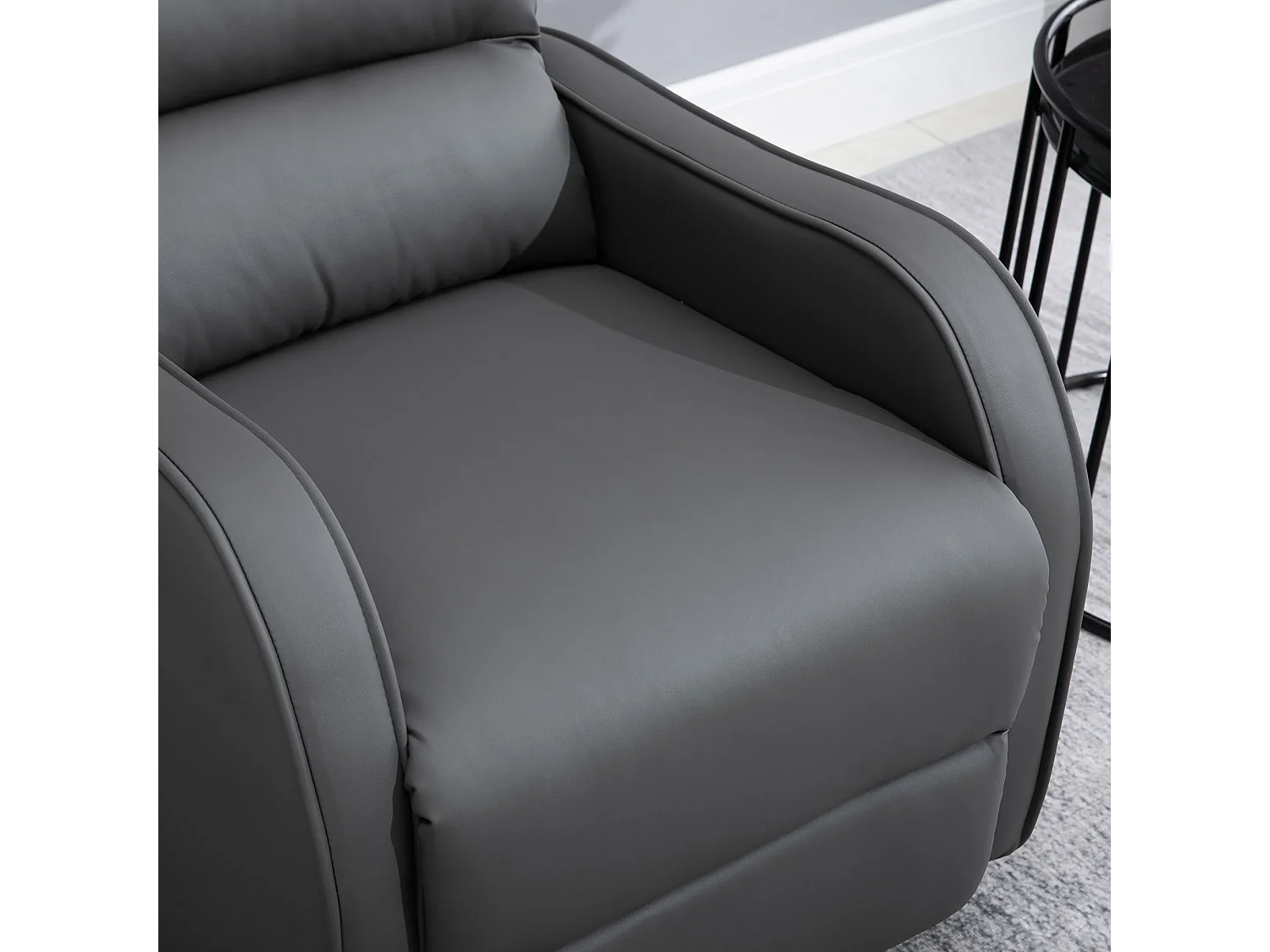 Sillón giratorio reclinable gris con respaldo reclinable y portavasos, microfibra, 125 kg