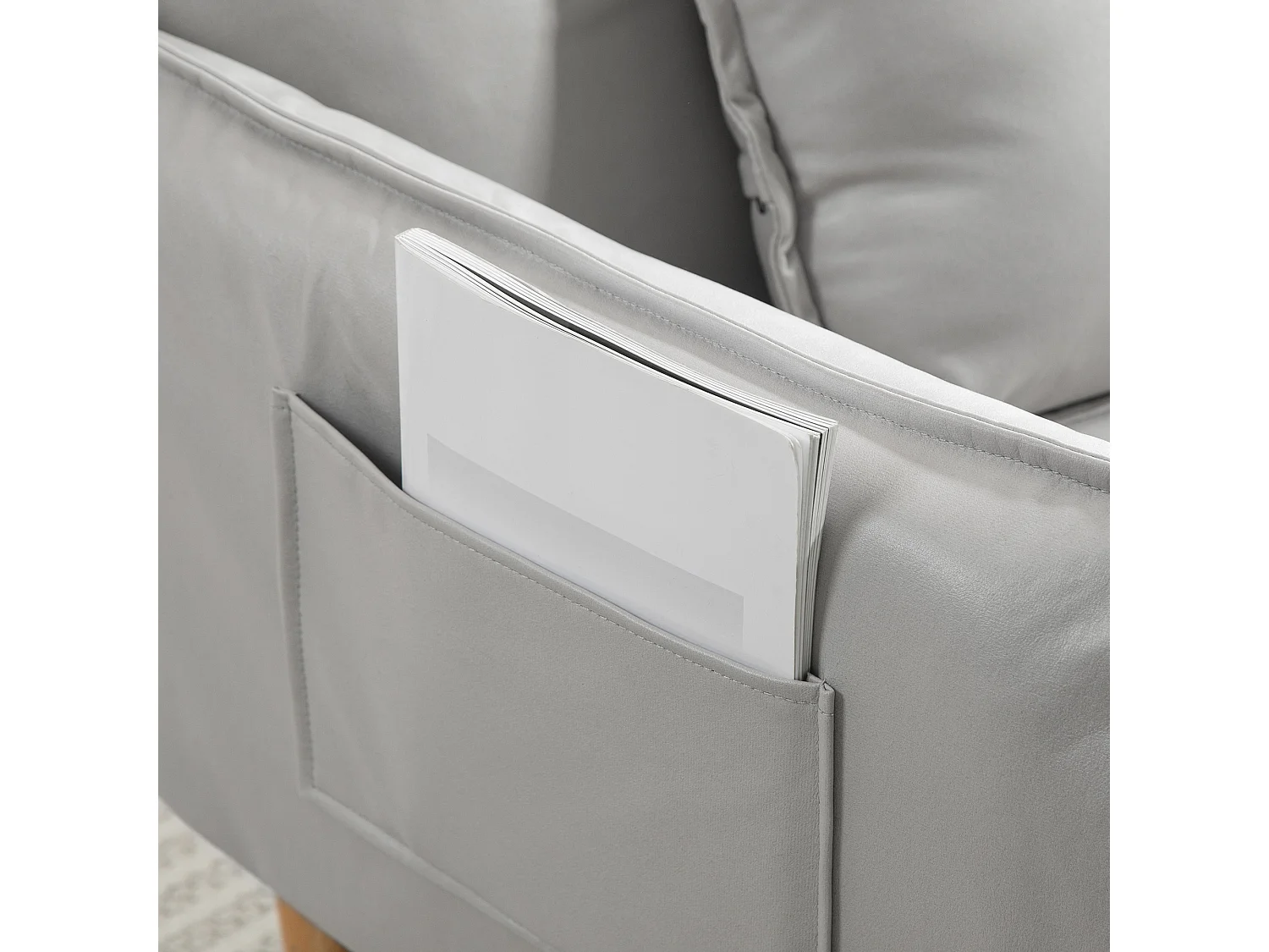 Fauteuil 2‑en‑1 in microfibra con cuscino regolabile e assito al sole grigio chiaro