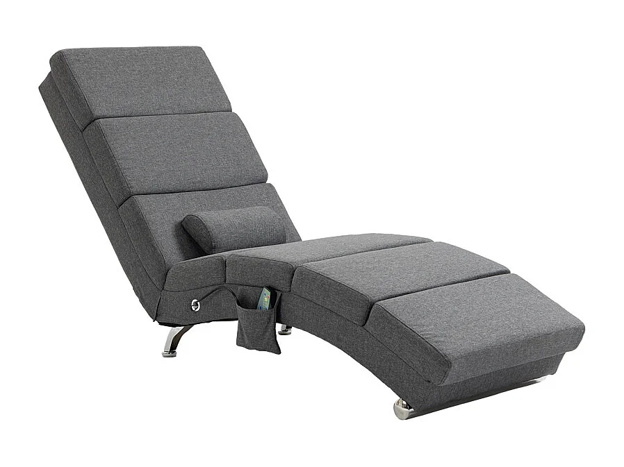 Fauteuil relax électrique tissu con massaggio 5 modalità dossier haut pliable gris foncé