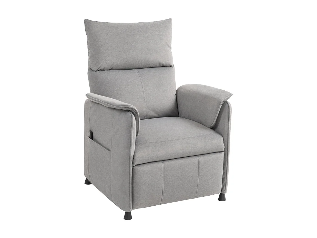 Fauteuil Relax Elettrico in Velours Imitation con Mémoire et Télécommande, Repose-Pieds, Salon et Chambre, Gris