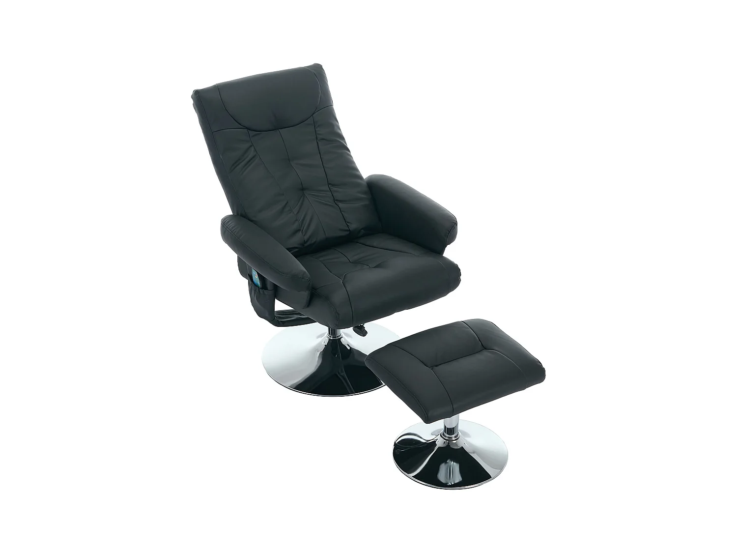 Sillón de masaje relajante con calefacción y reposapiés, giratorio 360°, de poliuretano, ideal para salón y oficina, color negro