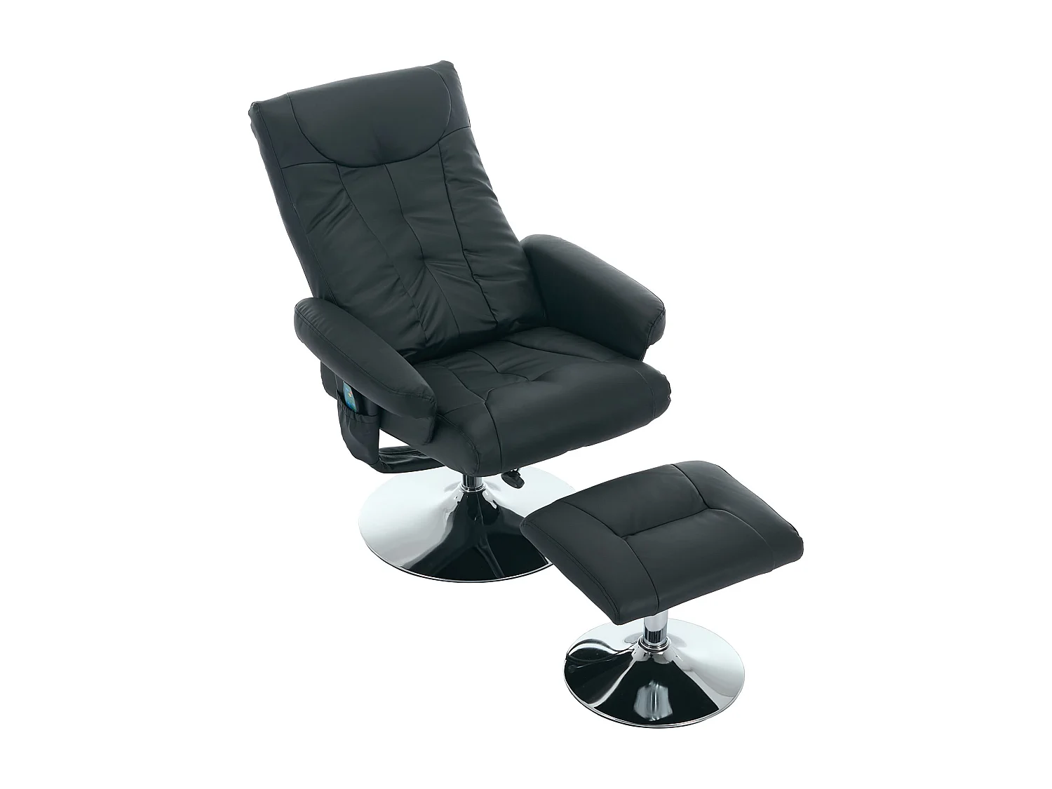 Fauteuil Relax Massant con Chauffage et Repose-Pieds, Pivot 360°, PU, ​​Salon et Bureau, Noir