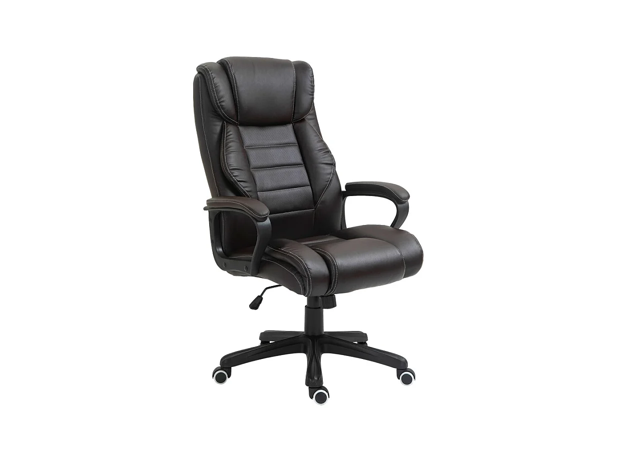 Fauteuil de Bureau Ergonomique con Massage, Chaise de Direction Vibrante con Dossier Haut et Hauteur Réglable, Marron
