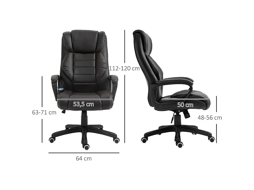 Fauteuil de Bureau Ergonomique con Massage, Chaise de Direction Vibrante con Dossier Haut et Hauteur Réglable, Marron