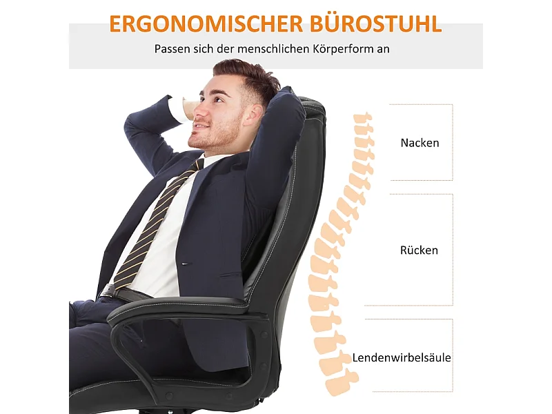 Fauteuil de Bureau Ergonomique con Massage, Chaise de Direction Vibrante con Dossier Haut et Hauteur Réglable, Marron