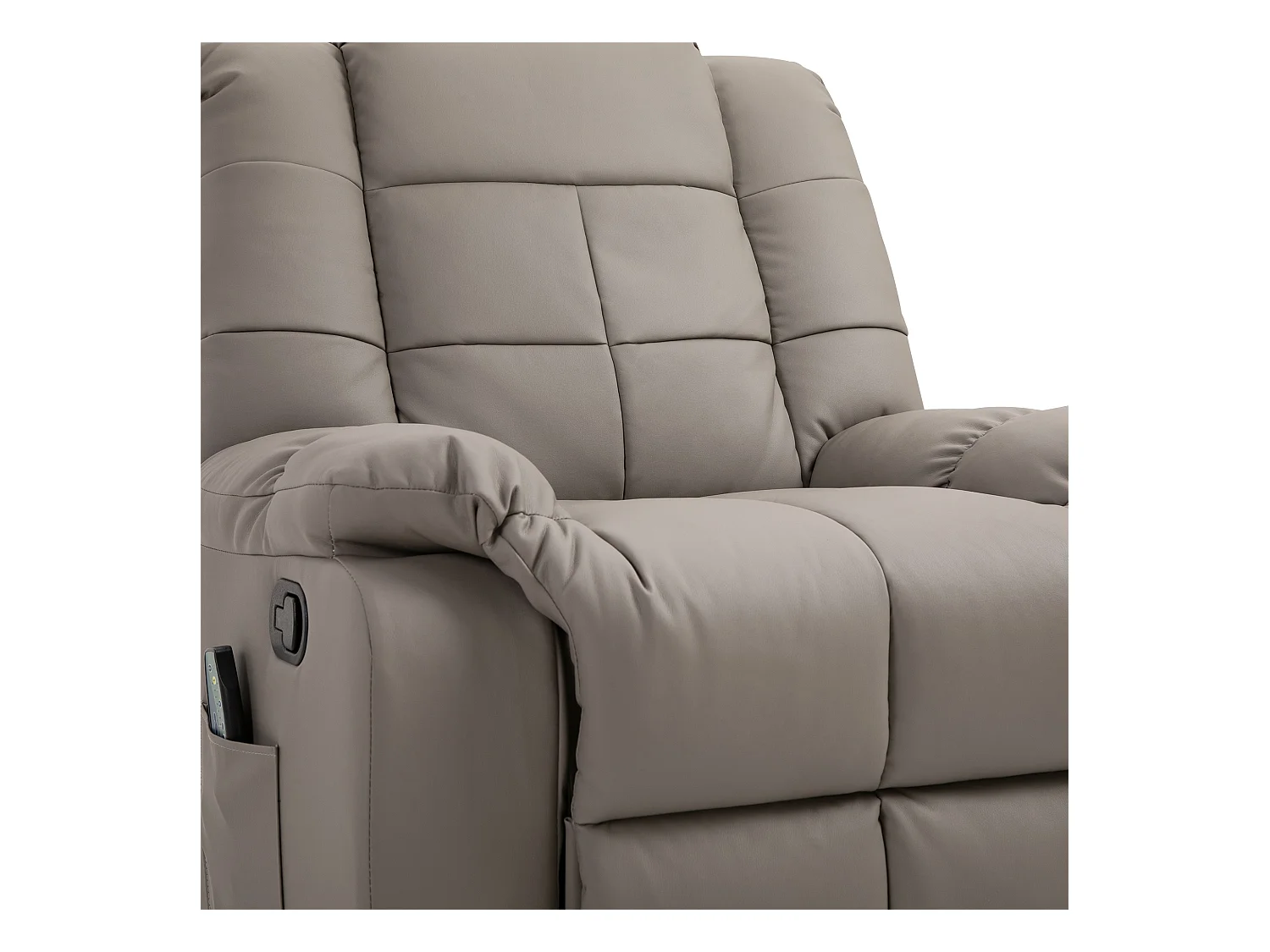 Sillón de masaje eléctrico en piel sintética con respaldo reclinable y reposapiés, gris, 94x99x99 cm