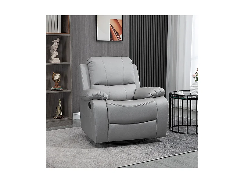 Poltrona relax pivotant 135° con repose-pieds poliestere gris 72x71x60cm salon
