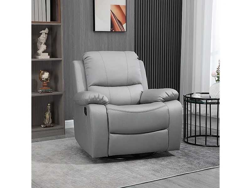 Poltrona relax pivotant 135° con repose-pieds poliestere gris 72x71x60cm salon