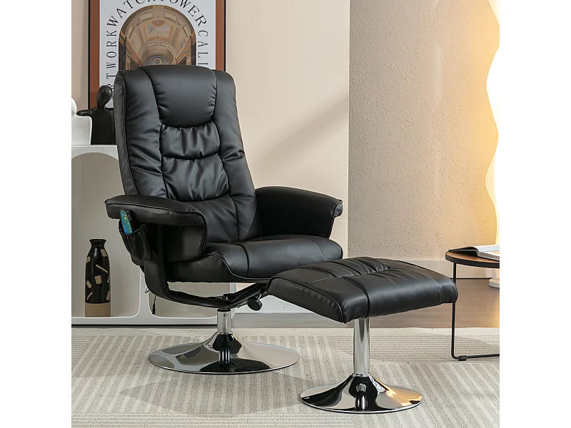 Fauteuil massaggio PU avec repose-pieds 5 punti pour salon chambre noir