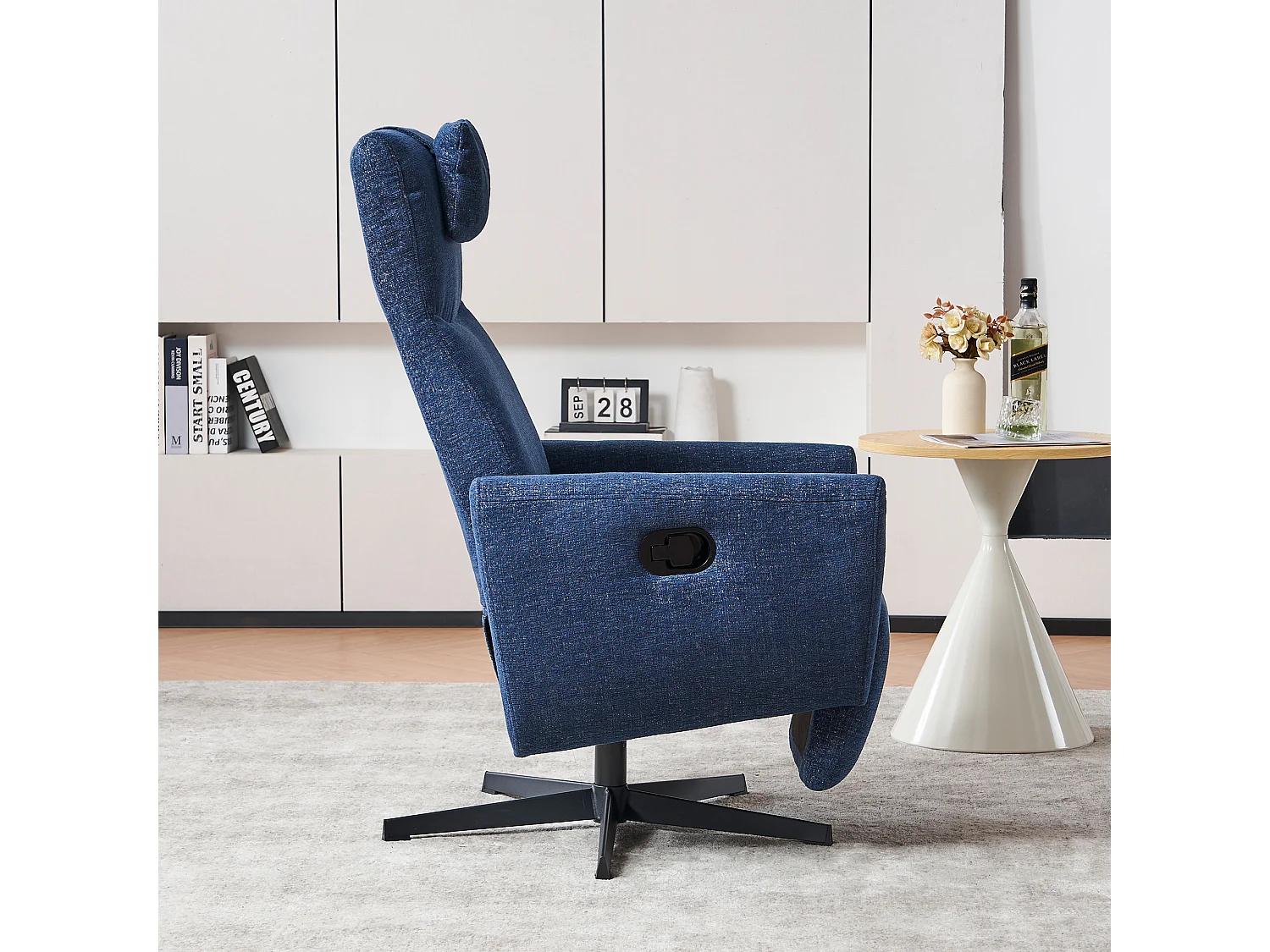 Fauteuil relax ciniglia inclinabile con riposo-pieds rotazione 360° pour salon chambre bleu