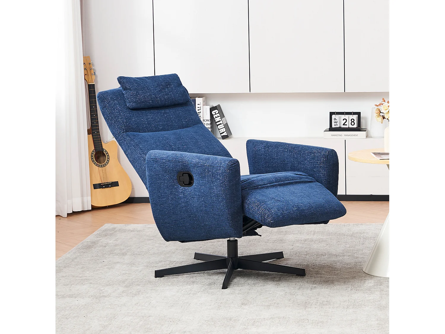 Fauteuil relax ciniglia inclinabile con riposo-pieds rotazione 360° pour salon chambre bleu
