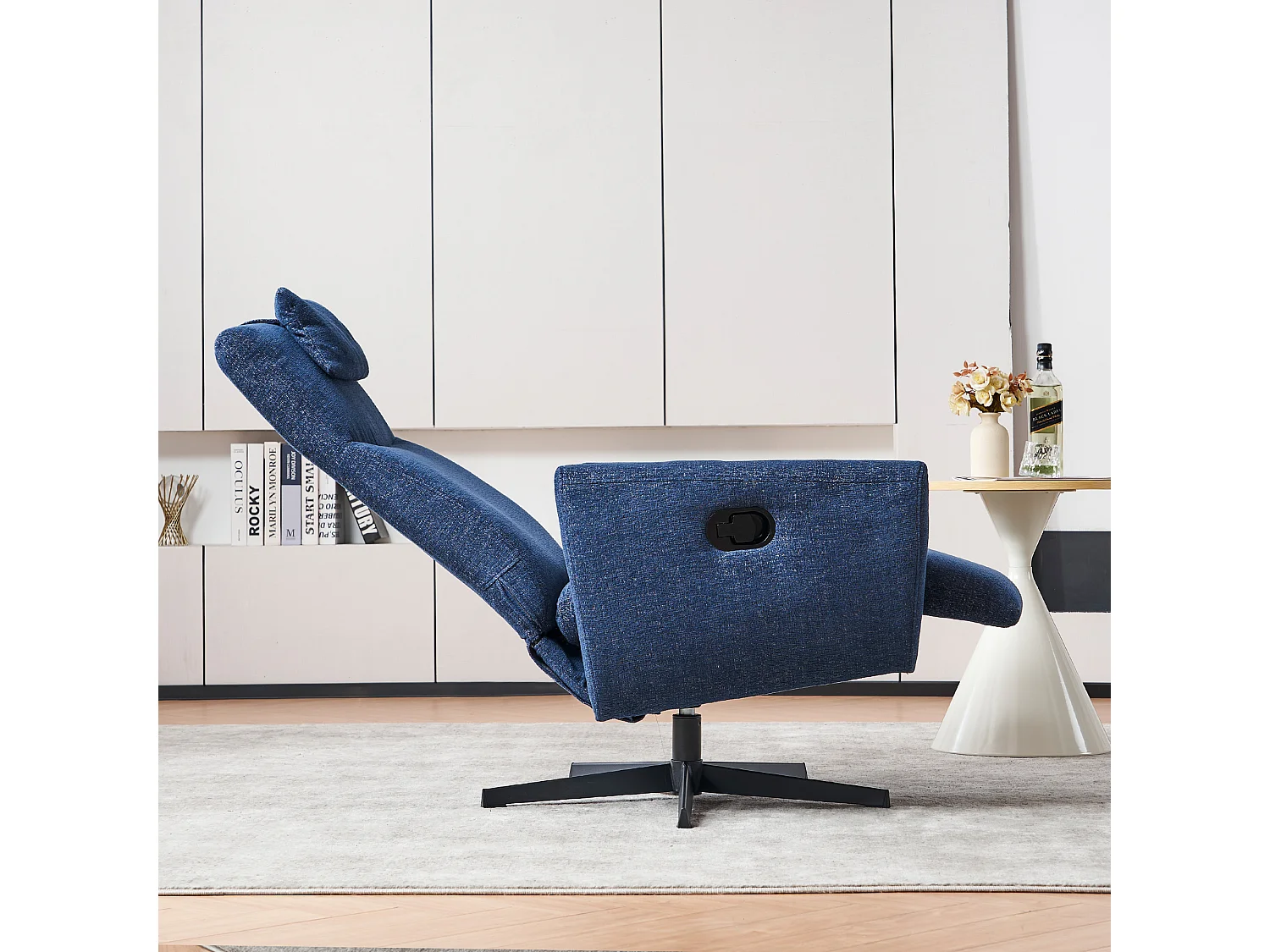Fauteuil relax ciniglia inclinabile con riposo-pieds rotazione 360° pour salon chambre bleu