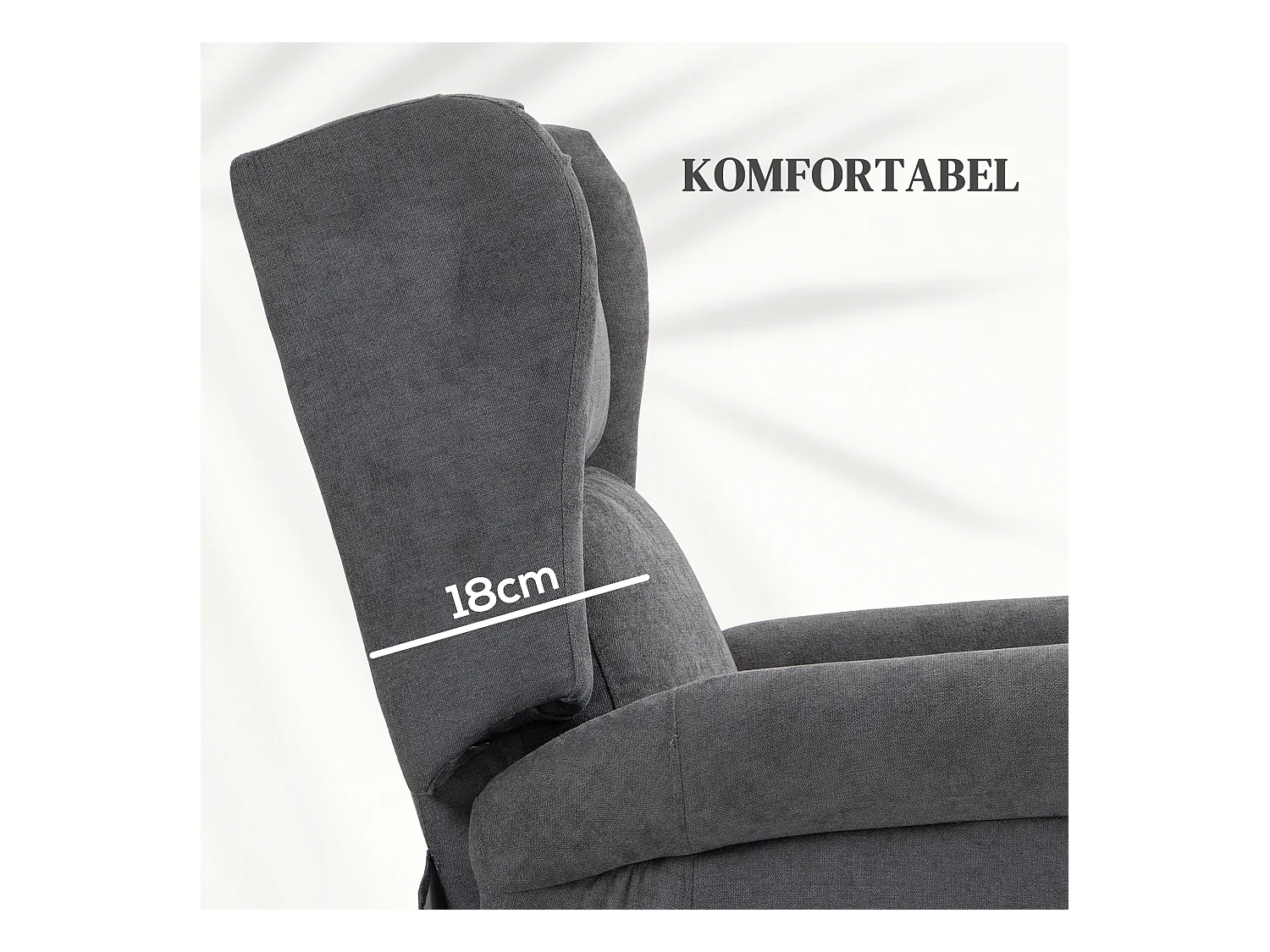 Sillón reclinable eléctrico de lino con elevación reclinable 165 cm TV crema