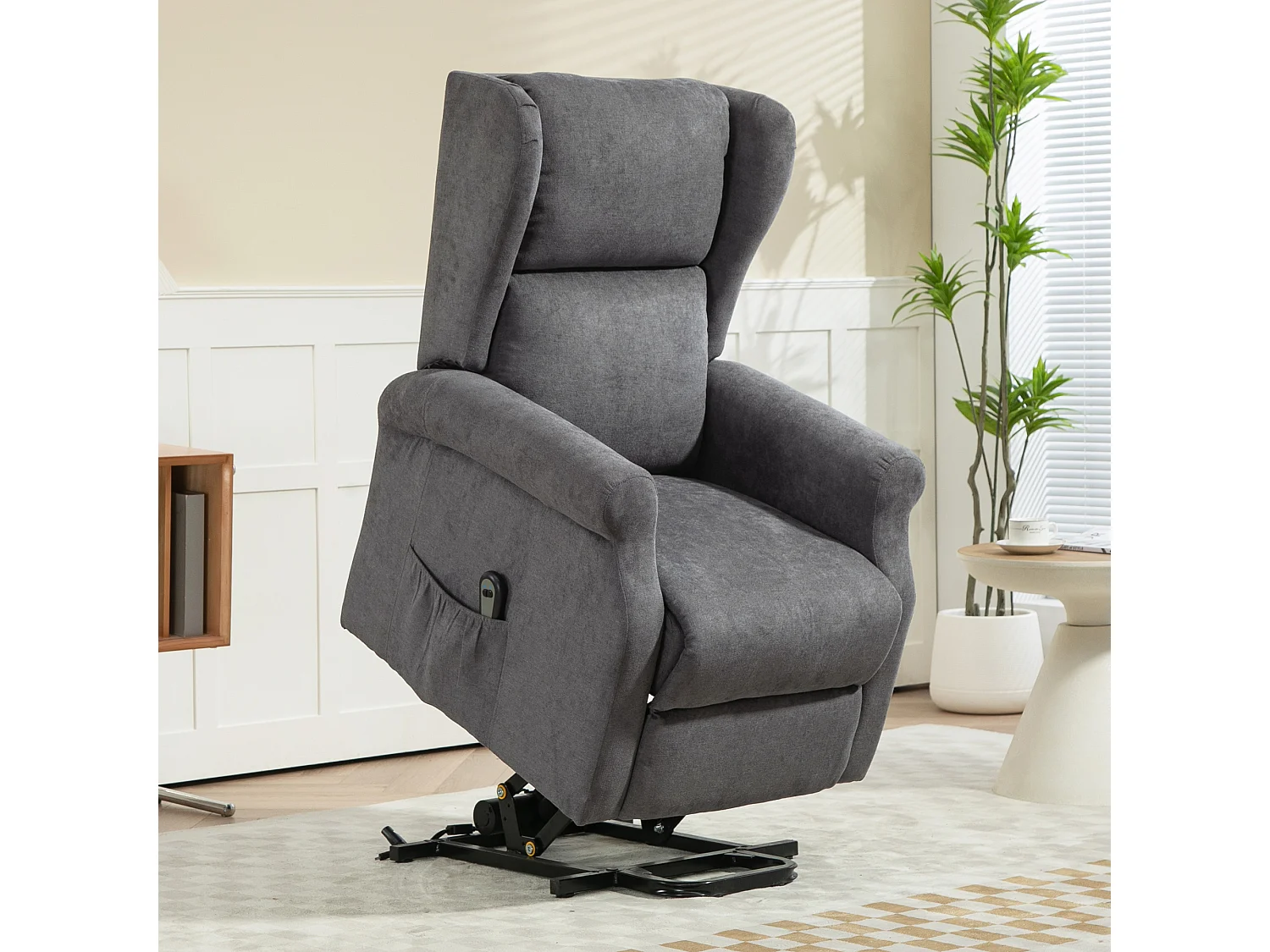 Fauteuil relax électrique lin avec relève-personne inclinable 165cm TV crème