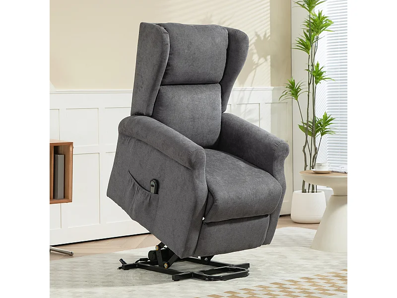 Fauteuil relax électrique lin avec relève-personne inclinable 165cm TV crème