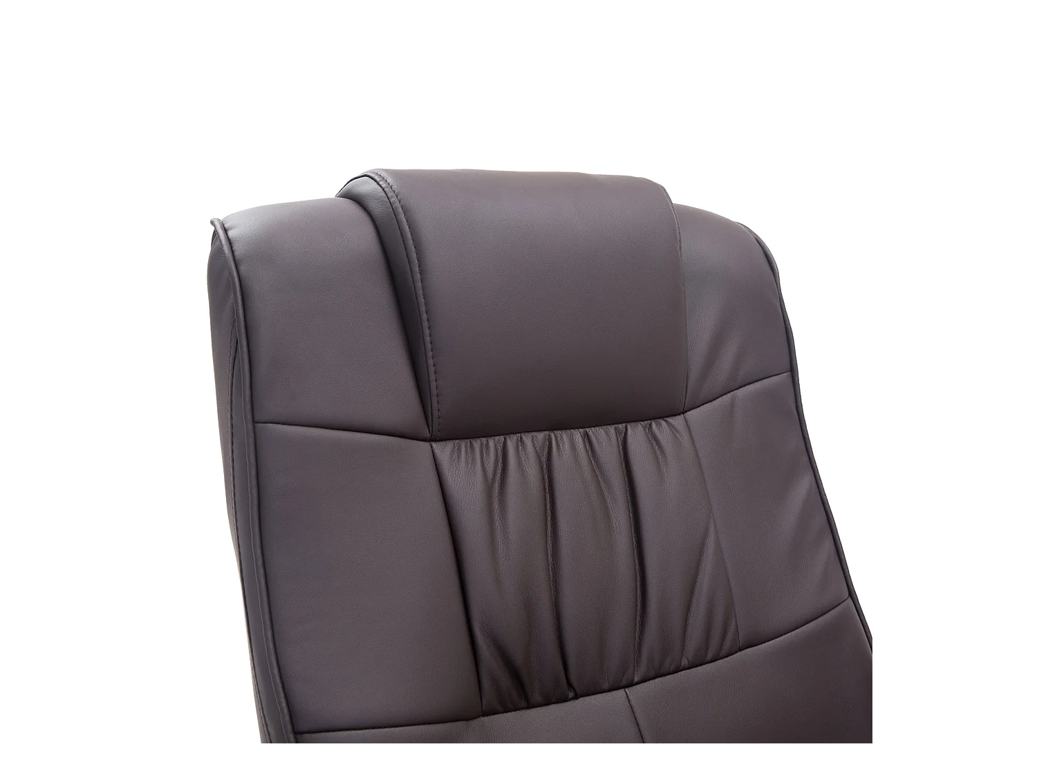 Sillón relax con masaje y puf giratorio de polipiel marrón con mando a distancia y respaldo reclinable