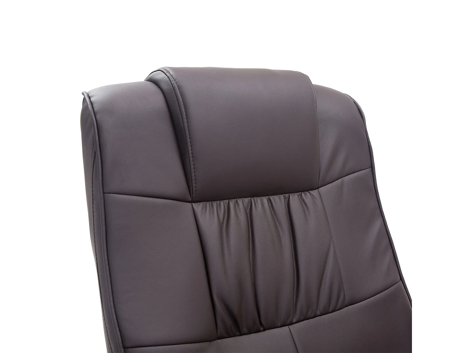 Poltrona relaxante com massagem e pufe giratório em couro sintético marrom com controle remoto e encosto reclinável