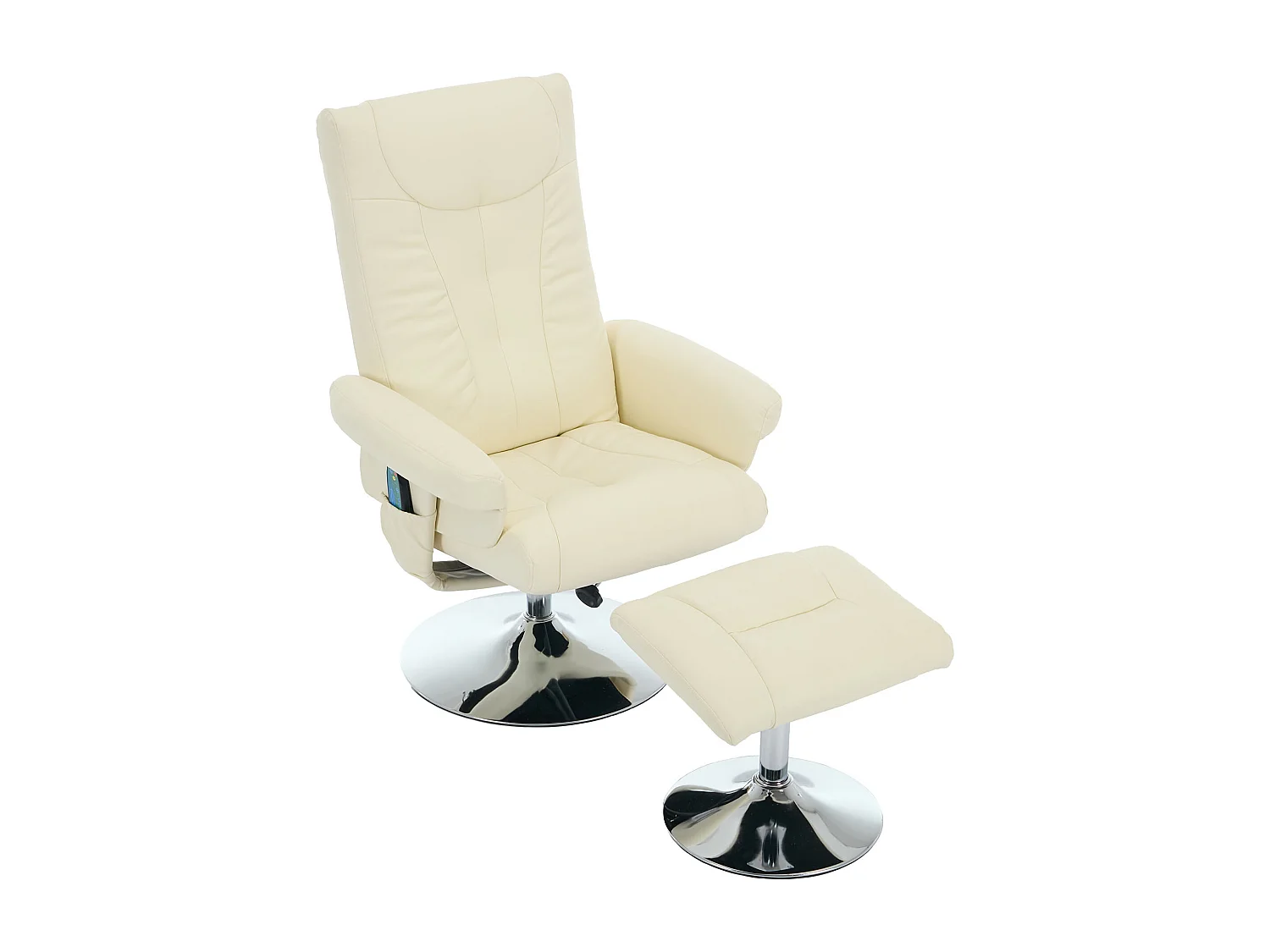 Fauteuil Relax Massant con Chauffage et Repose-Pieds, Pivot 360°, PU, ​​Salon et Bureau, Beige