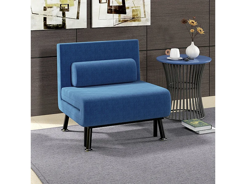Schlafsessel Klappbett mit Bettfunktion, Relaxsessel Leinenoptik Dunkelblau 75x70x75 cm
