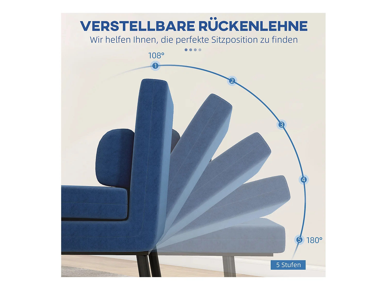 Schlafsessel Klappbett mit Bettfunktion, Relaxsessel Leinenoptik Dunkelblau 75x70x75 cm