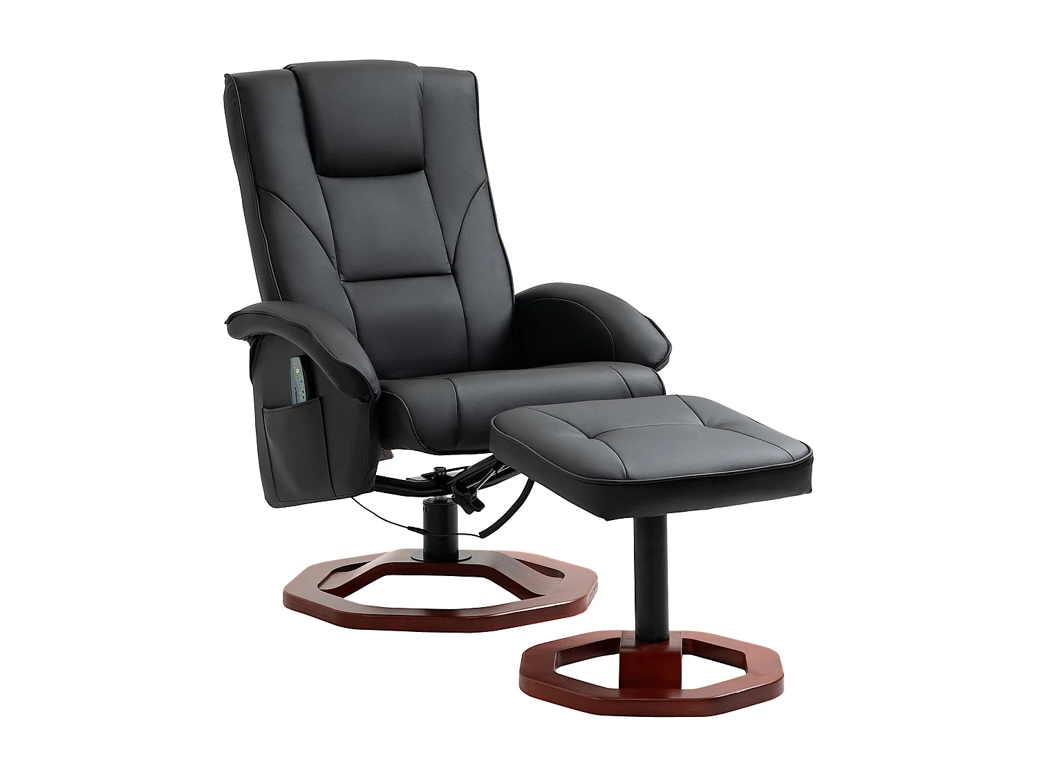 Poltrona de massagem 360° com apoio para os pés em couro sintético, 73x83x106 cm, relaxamento completo