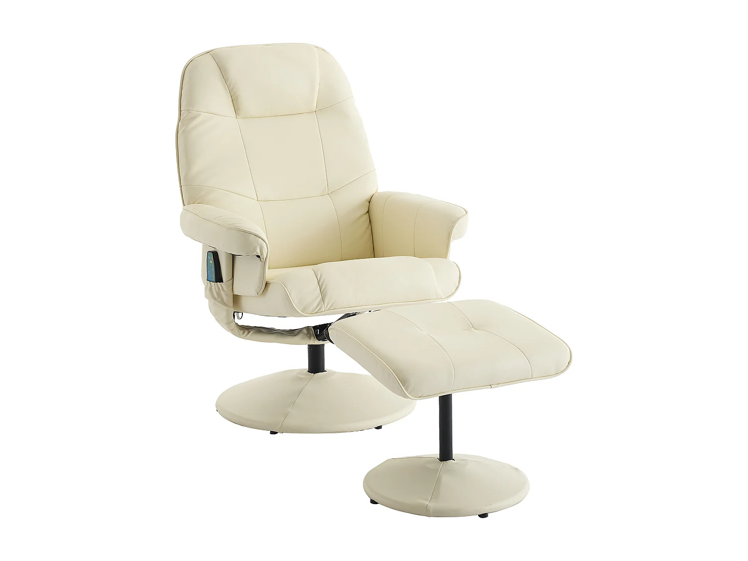 Poltrona da massaggio con poggiapiedi e chauffage, TV relax inclinabile in PU, girevole a 360°, salone e scrivania, beige