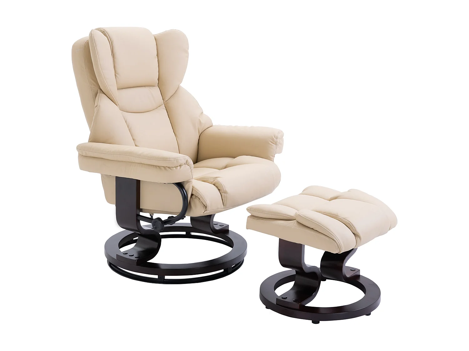 Sillón giratorio reclinable con reposapiés en piel sintética, reclinable 145°, 80x79x100 cm