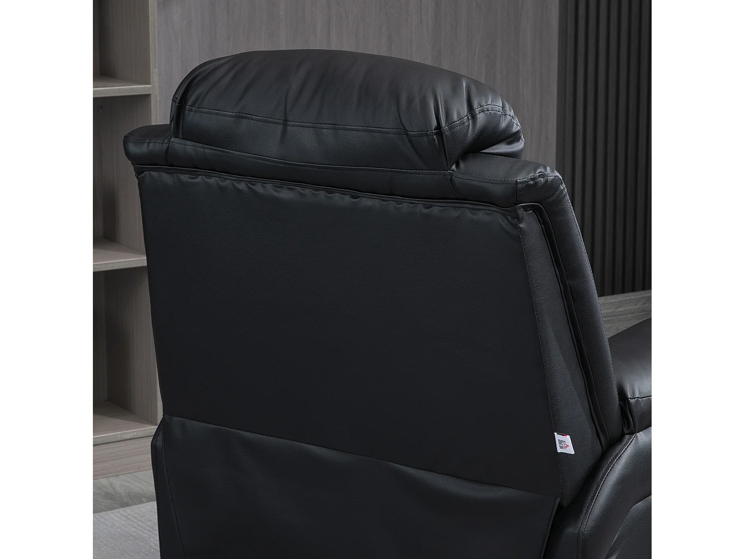 Sillón reclinable eléctrico de piel sintética negra con función elevadora