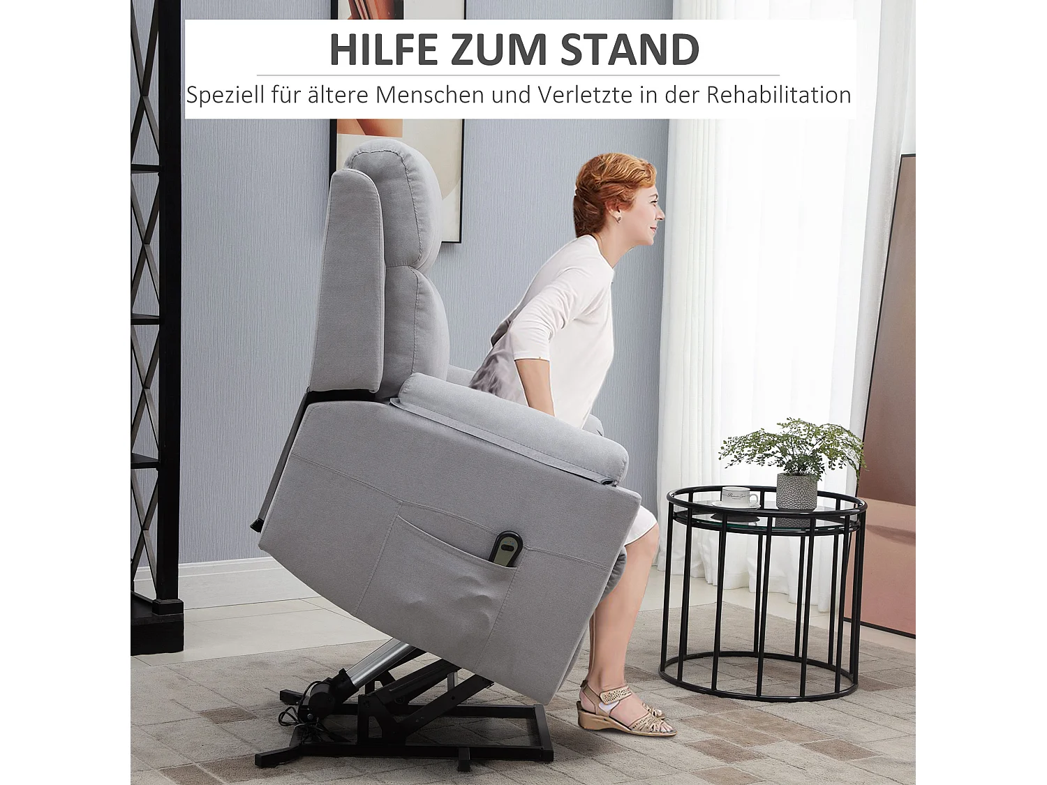 Fauteuil releveur elettrico lin inclinable 160° con repose-pieds 83x89x102cm