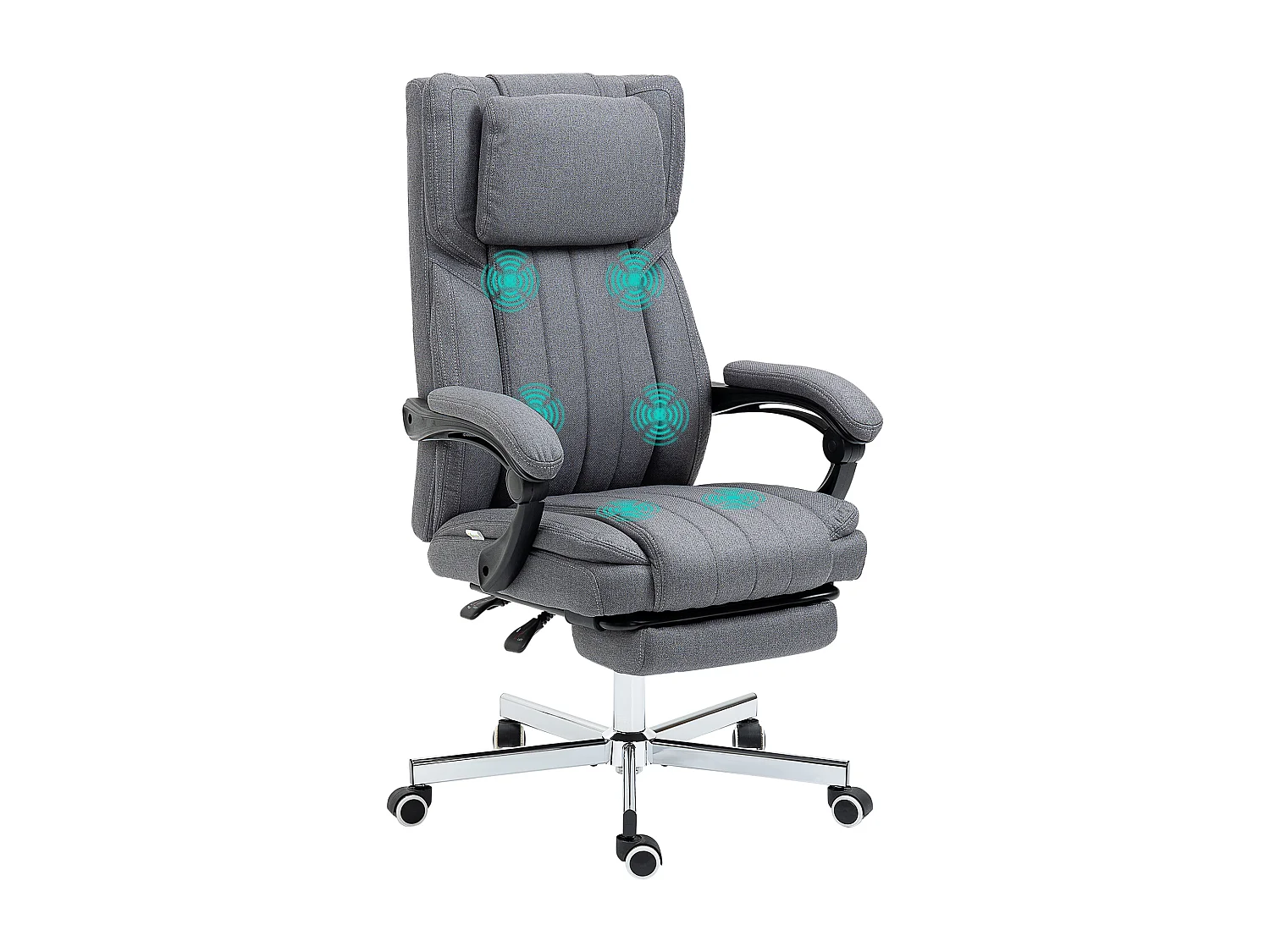 Chaise de Bureau ergonomica con massaggio, funzione relax, alta regolazione, riposo-pieds, grigio