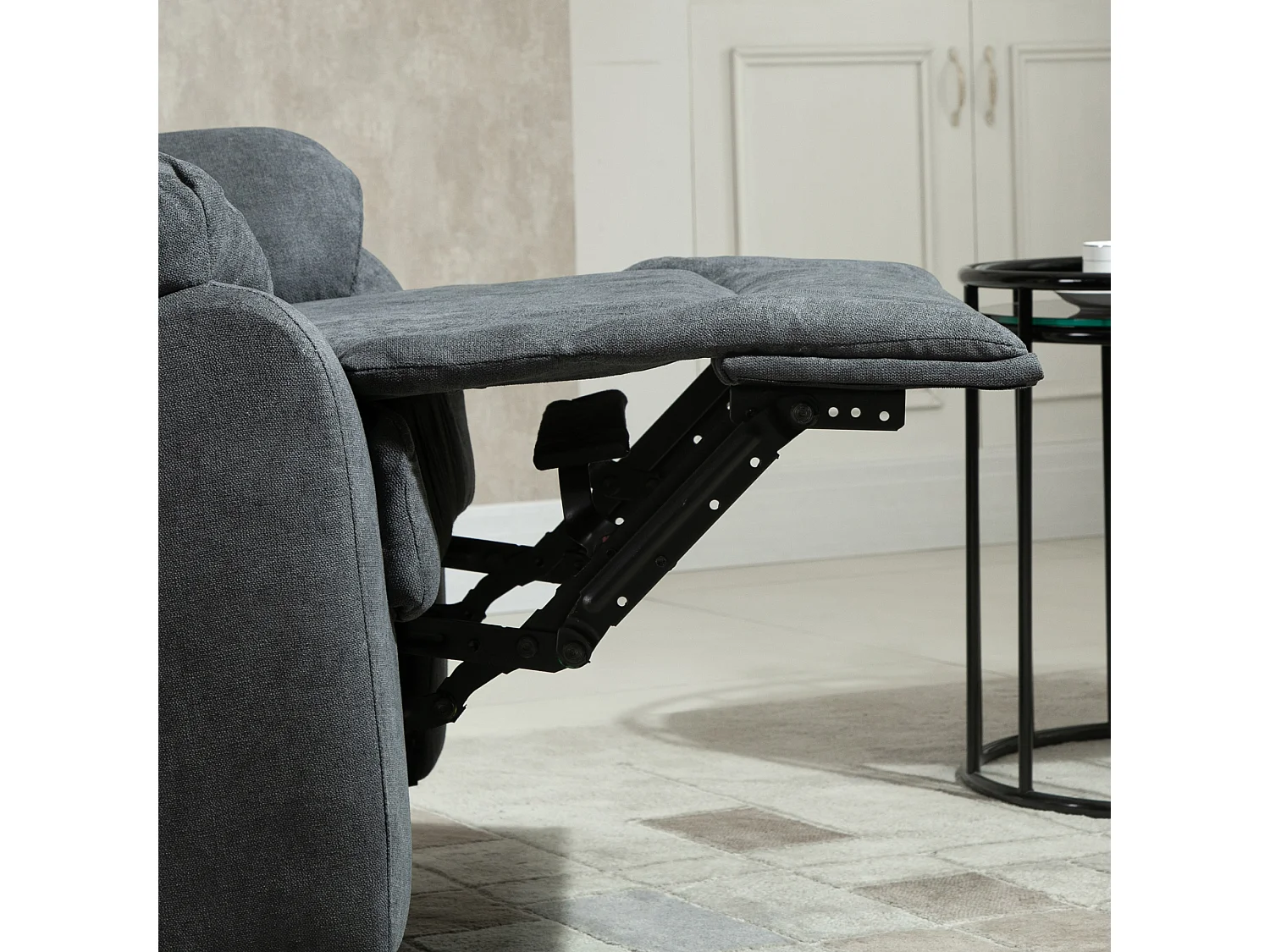 Fauteuil relax inclinabile 150° con assise lin, grigio foncé pour salon