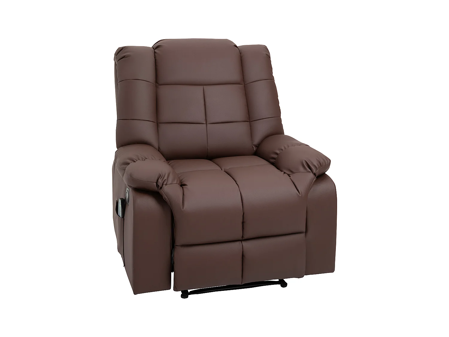 Sillón relax eléctrico reclinable 165° en ecopiel con masaje y mando a distancia marrón 94x99x99 cm