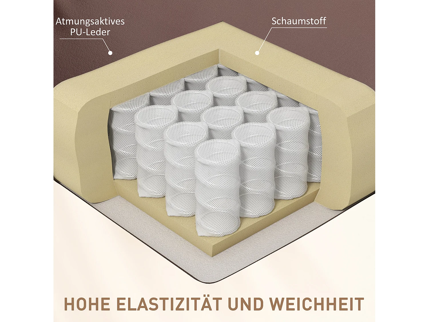 Poltrona elétrica de relaxamento reclinável 165° em couro sintético com massagem e controle remoto marrom 94x99x99 cm