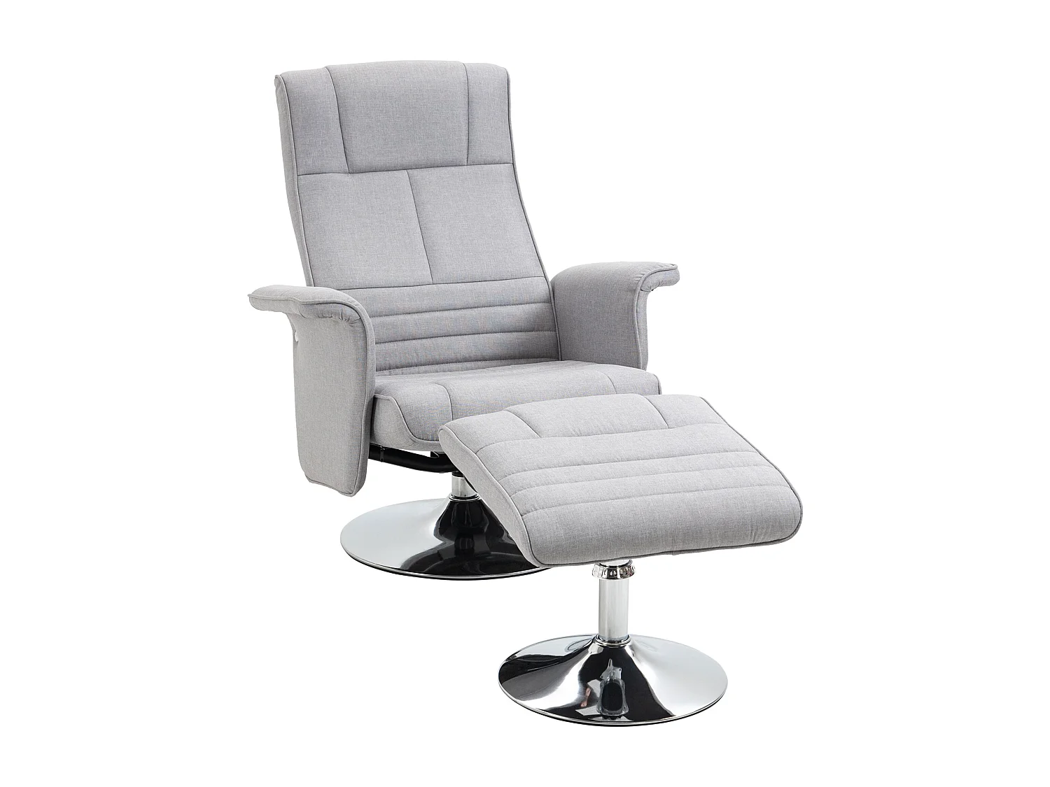 Fauteuil massant électrique avec repose-pieds lin gris clair acier salon