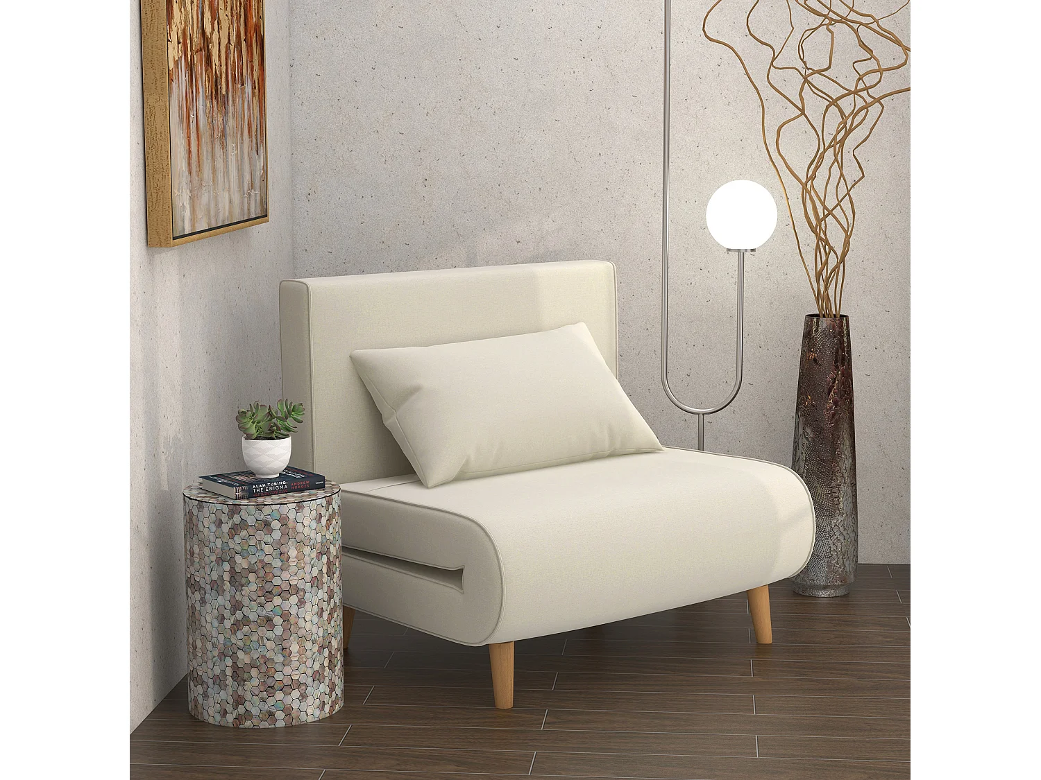 Sofá cama individual plegable de lino de estilo nórdico para salón y dormitorio de invitados, gris