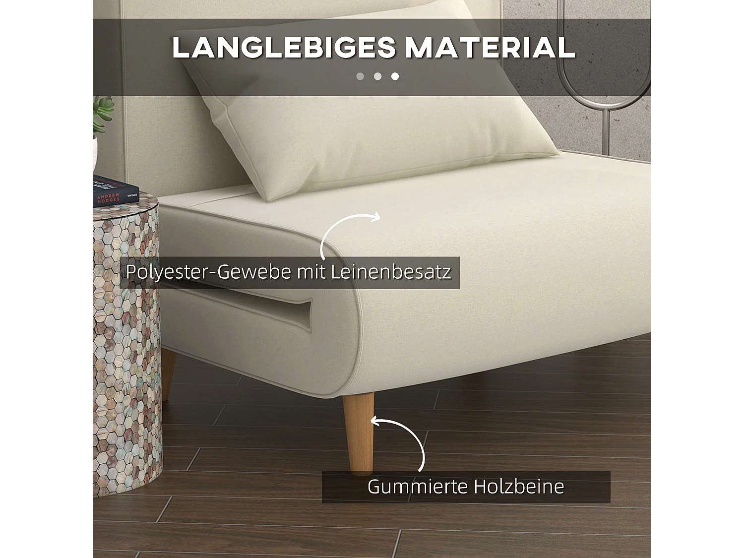 Sofá cama individual plegable de lino de estilo nórdico para salón y dormitorio de invitados, gris