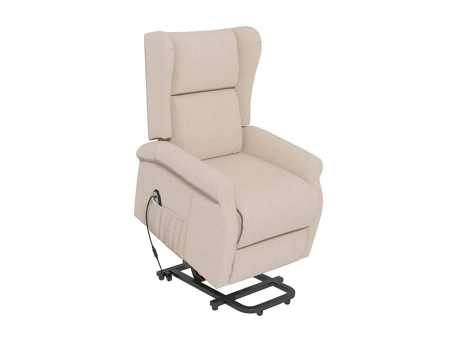 Fauteuil relax électrique senior lin avec relève-personne inclinable 200kg crème