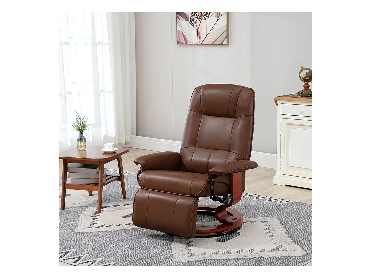 Fauteuil relax pivotant cuir synthétique inclinabile 145° con repose-pieds 78x87x100 cm