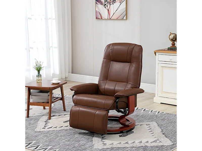 Fauteuil relax pivotant cuir synthétique inclinabile 145° con repose-pieds 78x87x100 cm