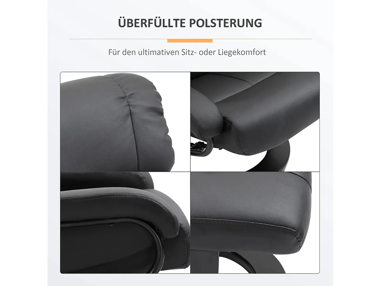 Rubinetto da massaggio con poggiapiedi PU pivotant 360° ergonomico nero 76x80x102cm