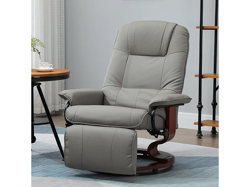 Sillón TV eléctrico reclinable 145° símil piel gris 78x87x100 cm salón