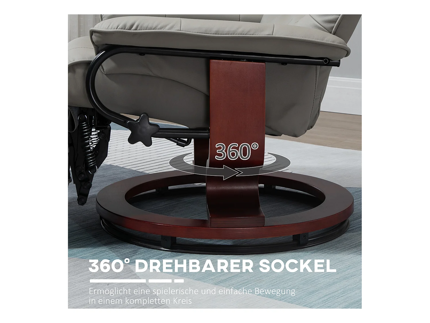 Sillón TV eléctrico reclinable 145° símil piel gris 78x87x100 cm salón