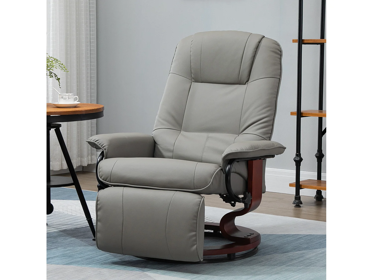 Fauteuil TV électrique inclinabile 145° simili cuir gris 78x87x100 cm salon