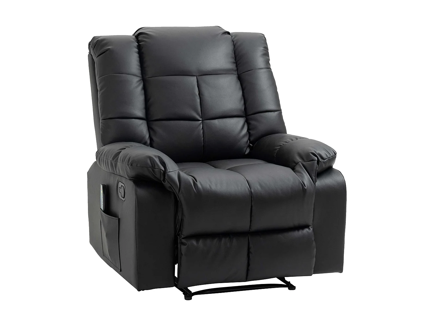 Fauteuil relax électrique cuir synthétique noir massaggio 8 punti inclinabile 165°