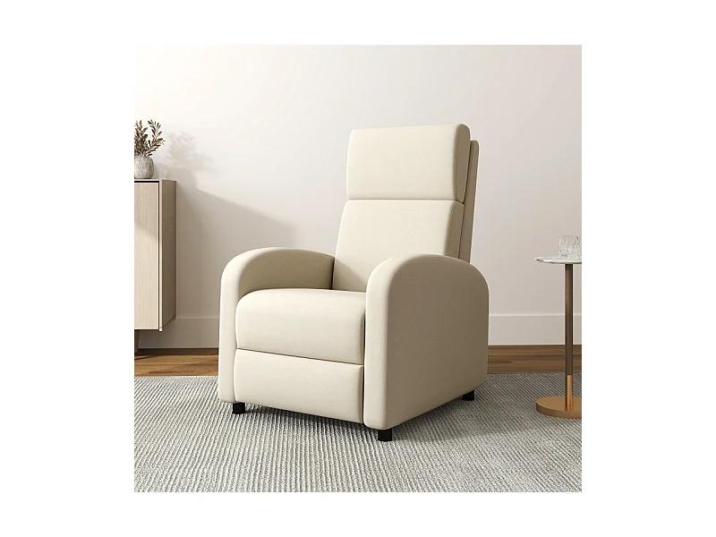Fauteuil relax inclinable lin avec repose‑pieds TV-sessel crème 120 kg