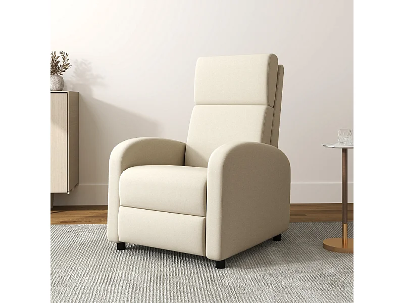 Fauteuil relax inclinable lin avec repose‑pieds TV-sessel crème 120 kg