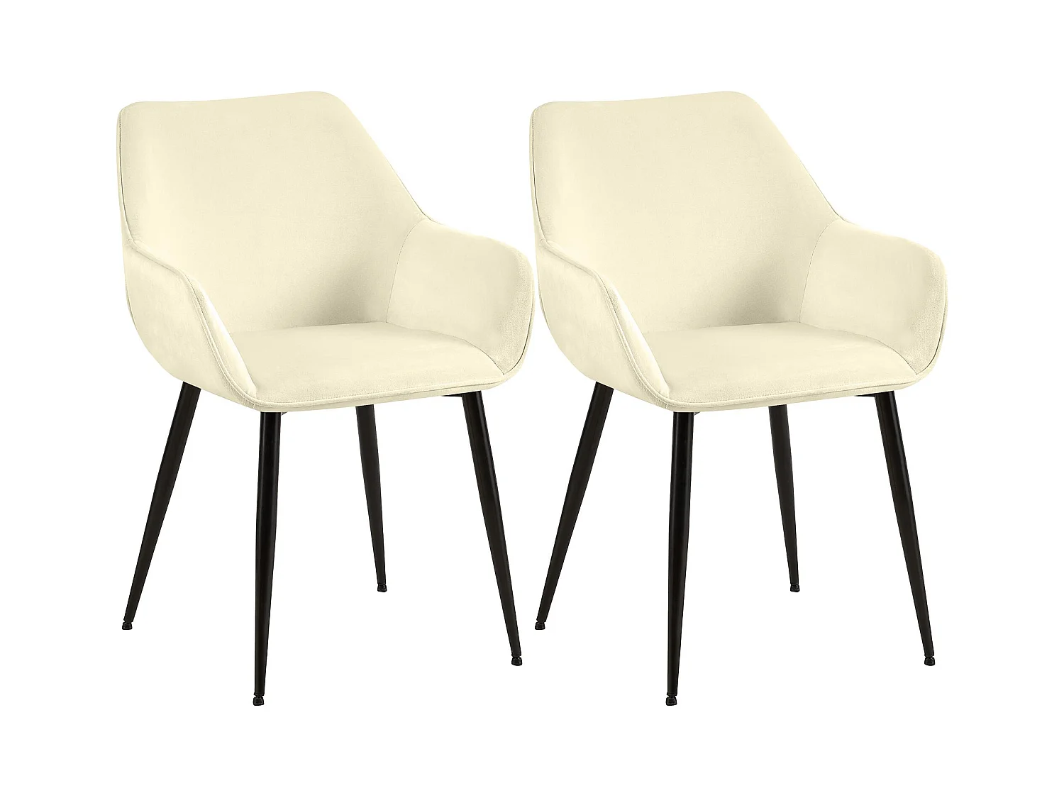 Lot de 2  chaises avec accoudoirs - Velours - Crème - Luena