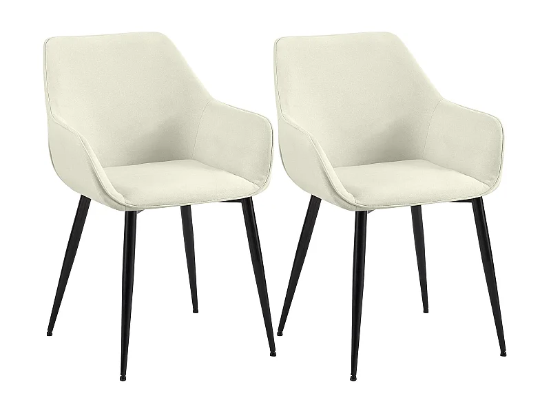 Lot de 2  chaises avec accoudoirs - Tissu - Crème - Luena